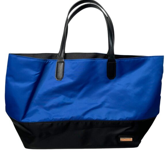 St. John Colorblock Blue Black Nylon Tote Bag - Picture 1 of 10